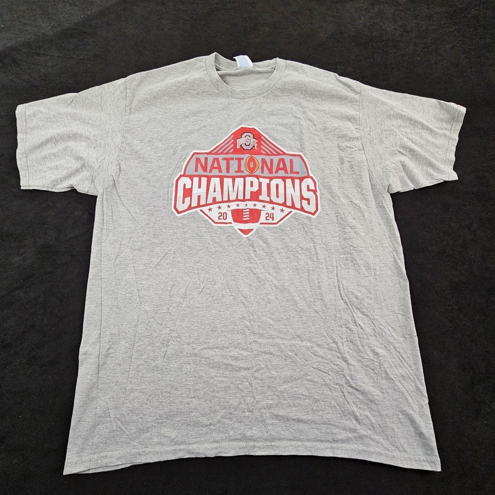 Ohio State Football 2024 National Champions Gray Short Sleeve T-Shirt Men's XL